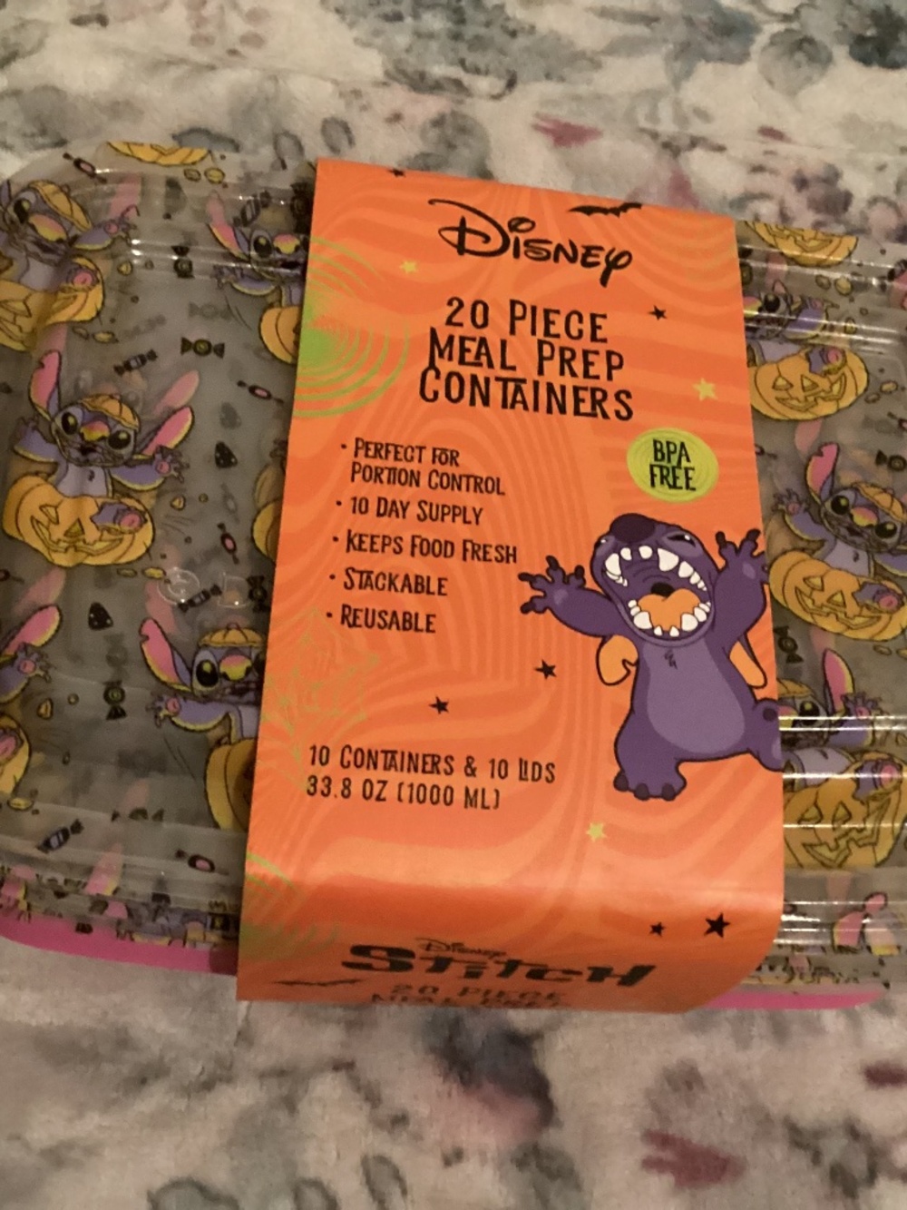 New Disney Halloween Stitch Meal Prep Containers -20 pieces